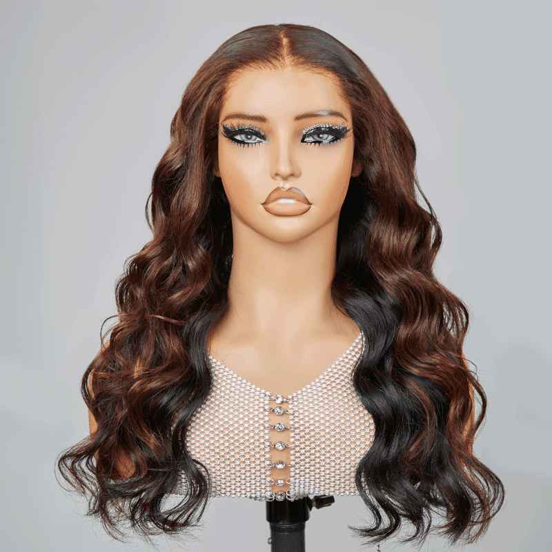 9x6 Glueless Peekaboo Bronze Marron Bob Perruque Sans Colle Lâches Body Wave - SHINE HAIR
