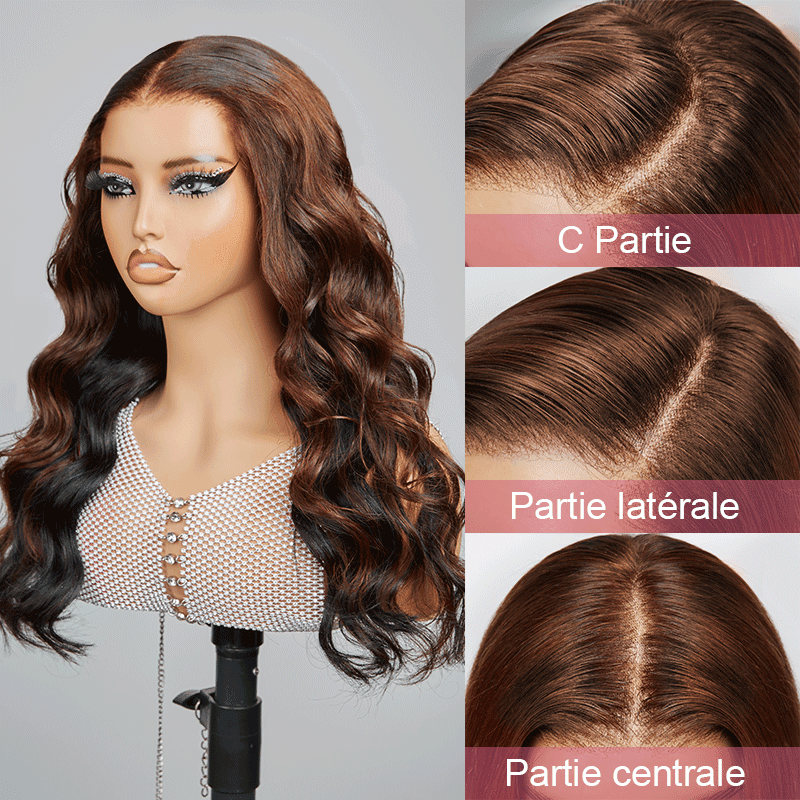 9x6 Glueless Peekaboo Bronze Marron Bob Perruque Sans Colle Lâches Body Wave - SHINE HAIR