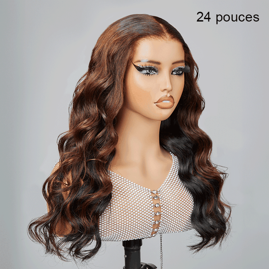 9x6 Glueless Peekaboo Bronze Marron Bob Perruque Sans Colle Lâches Body Wave - SHINE HAIR