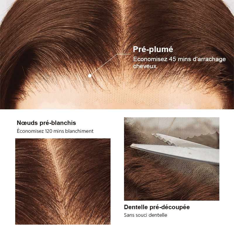 9x6 Glueless Peekaboo Bronze Marron Bob Perruque Sans Colle Lâches Body Wave - SHINE HAIR