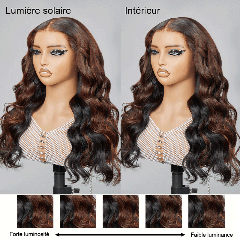 9x6 Glueless Peekaboo Bronze Marron Bob Perruque Sans Colle Lâches Body Wave - SHINE HAIR