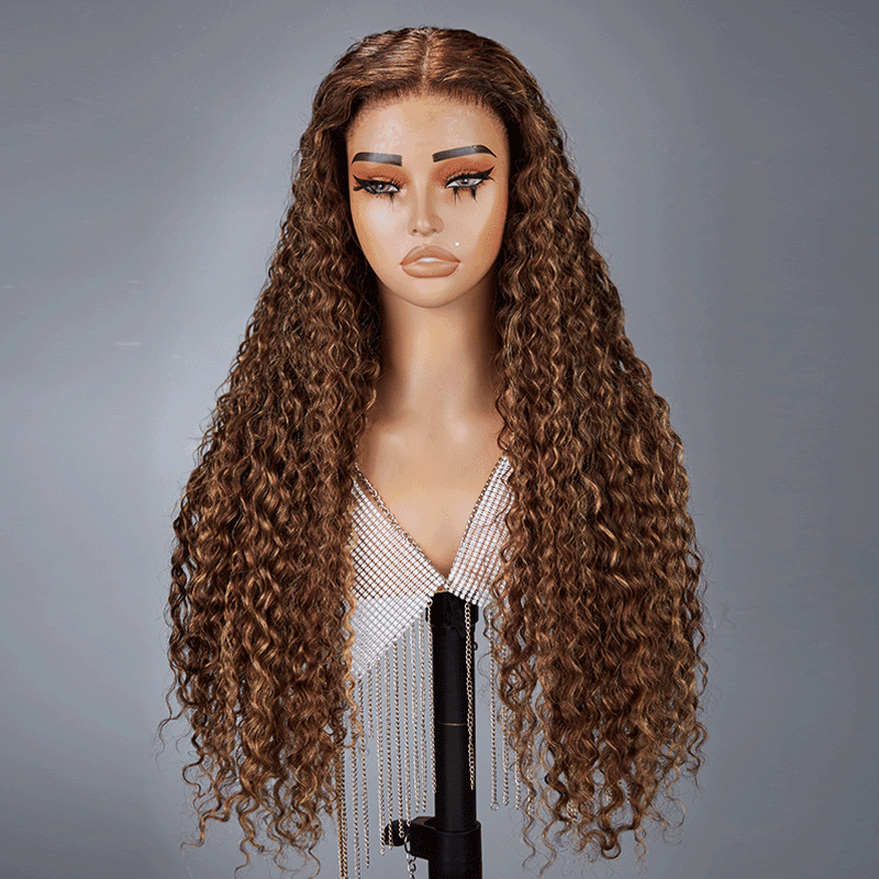 9x6 Glueless Perruque Sans Colle Couleur Mélangé #4/27 Bouclé Cheveux Humains - SHINE HAIR