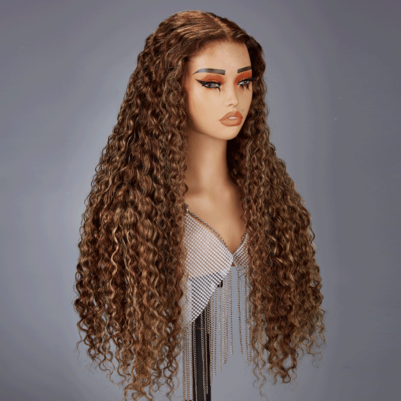 9x6 Glueless Perruque Sans Colle Couleur Mélangé #4/27 Bouclé Cheveux Humains - SHINE HAIR