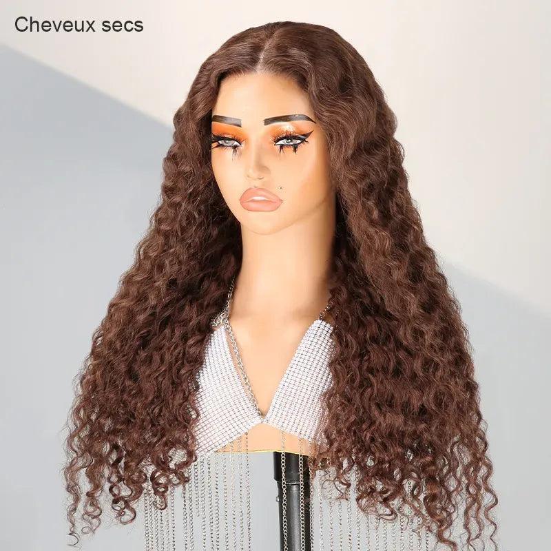 9x6 Glueless Pré-tout Brun Chocolat Couleur Perruque Sans Colle Bouclés - SHINE HAIR