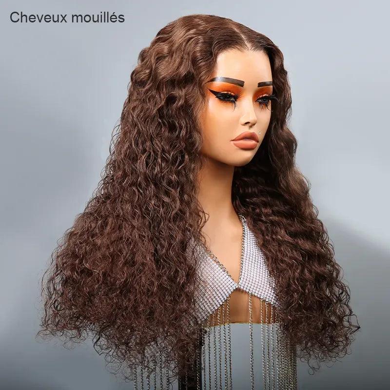 9x6 Glueless Pré-tout Brun Chocolat Couleur Perruque Sans Colle Bouclés - SHINE HAIR