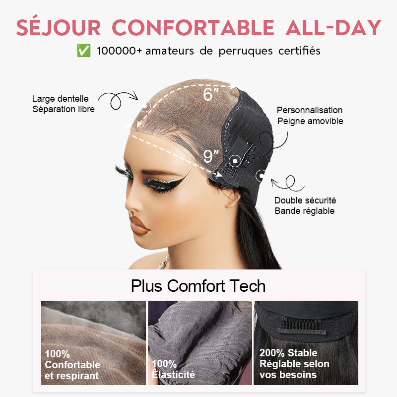 Haute Qualité Brillant Brun Chaud 9x6 Glueless Wear Go Perruque Sans Colle Body Wave