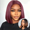 SHINE Design Glamour Prune foncée 99J Couleur Bob Perruque Lisse 250% Densité 2x6 Dentelle