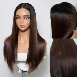Perruque Bone Straight Ombré Glueless Cheveux Vietnamiens Lisses Qualité Luxe