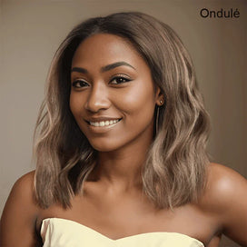 Glueless Tendances Couleur Marron Foncé 13x4 Highlight Perruque Sans Colle Ondulé Installation Instantanée