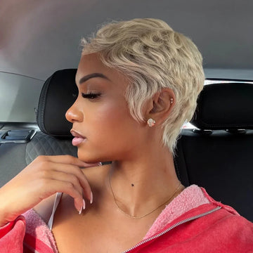 Wig Short 613 Platinum GluelessPlaquage Naturel Prête à Poser