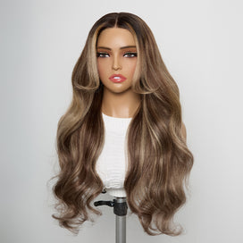 Ondulée Balayage Mèches Blondes Perruque Sans Colle Prête-à-Porter Lace Frontale Cheveux 100% Humains