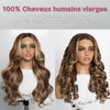 Ondulée Balayage Mèches Blondes Perruque Sans Colle Prête-à-Porter Lace Frontale Cheveux 100% Humains