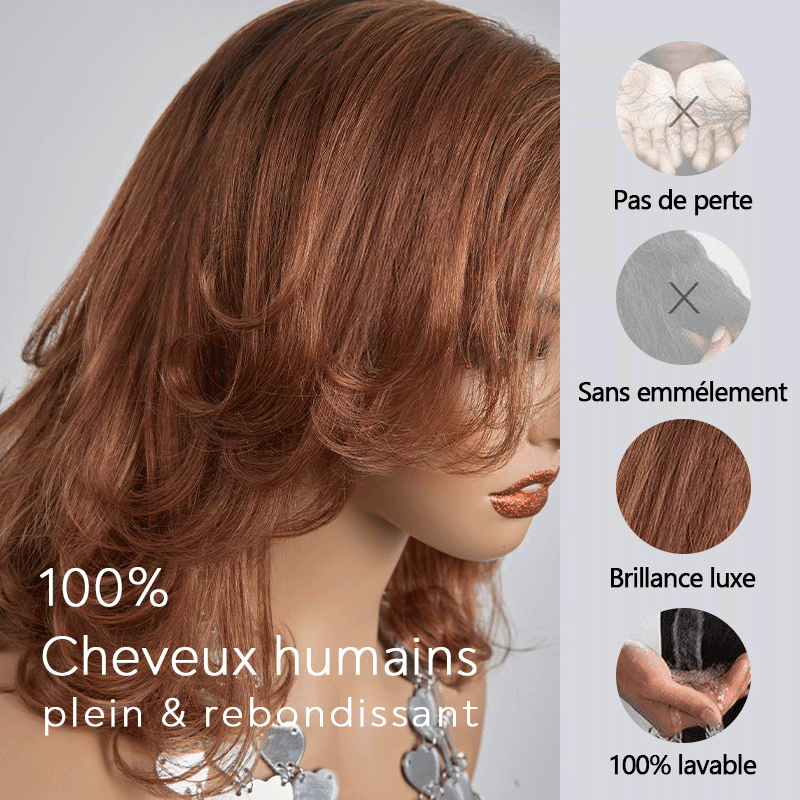 Glueless Couche 5x5 Ombre Marron Perruque Sans Colle Coupe Longueur D'épaule Ondulé Bob