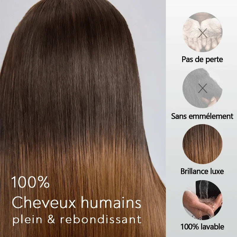 Bob Lisse Soyeux Ombré 4/27 Densité 250% 4x4 Glueless Perruque Volume de la Racine aux Pointes
