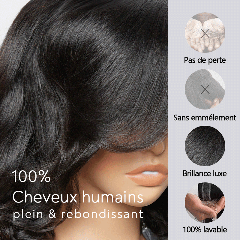 9x6 Glueless Couche Style Rétro Bob Perruque Sans Colle Natural Wave