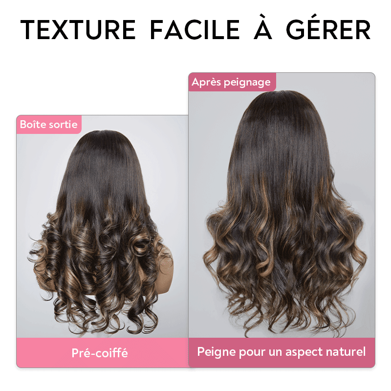 Glueless Luxe Couche 13x4 Highlight Perruque Sans Colle Ondulé Cheveux Humains Wear Go 250% Densité