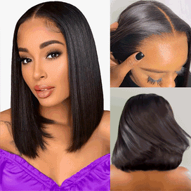 Glueless Bob Perruque Sans Colle Wear Go Cheveux Humains 4x4 9x6 13x4 Lisse