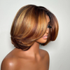 Chic Et Naturel Glueless Couches Couleur Highlight Bob 4x4 Perruque Sans Colle Ondulé 250% Densité