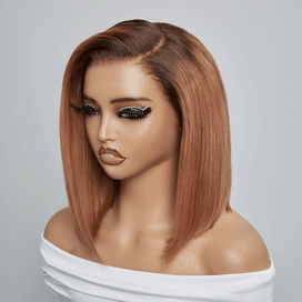 Séparation Libre Glueless 13×4 Bob Ombre Gingembre Lisse Perruque Sans Colle