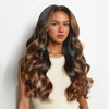 Glueless Sans Nœud Couleur Brun Ombré 13x4 Wear Go Perruque Sans Colle Loose Wave