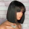 Bob Curly Wig with Bangs Black #4/27 Color 200% Density