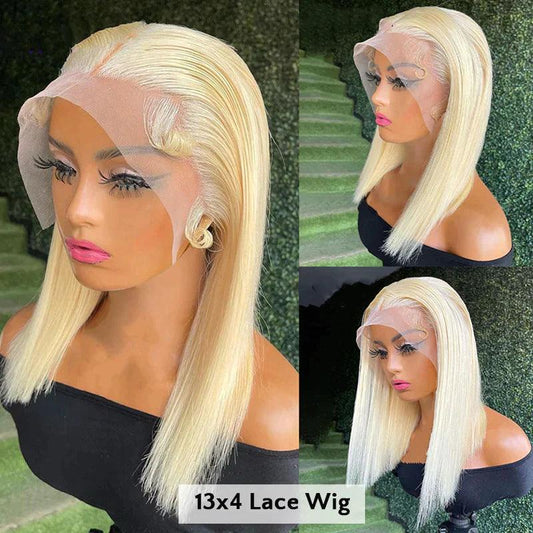 Bob Perruque blonde 13x4 lace frontal cheveux humains 200% densité - SHINE HAIR