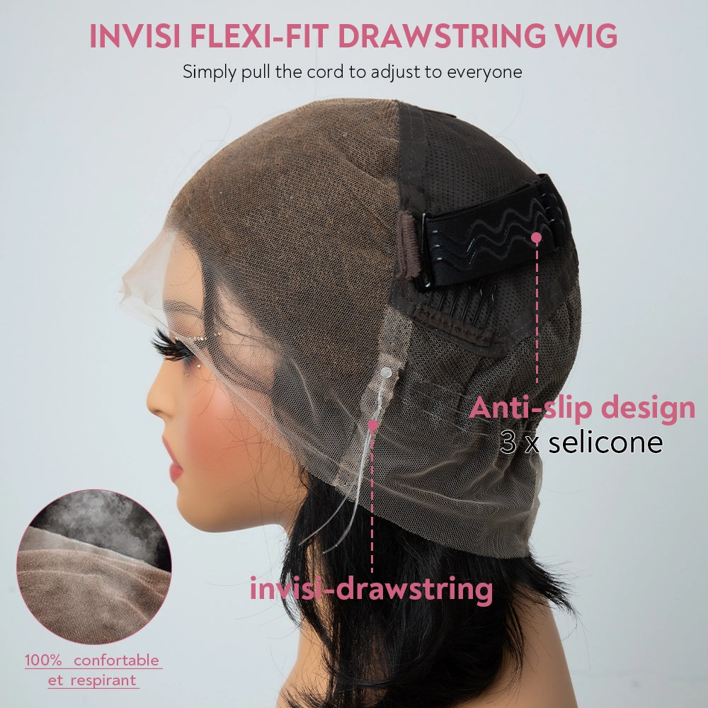 Perruque Full Lace Pixie Asymétrique Noir 613 Blonde Style Side Part Entièrement En Dentelle