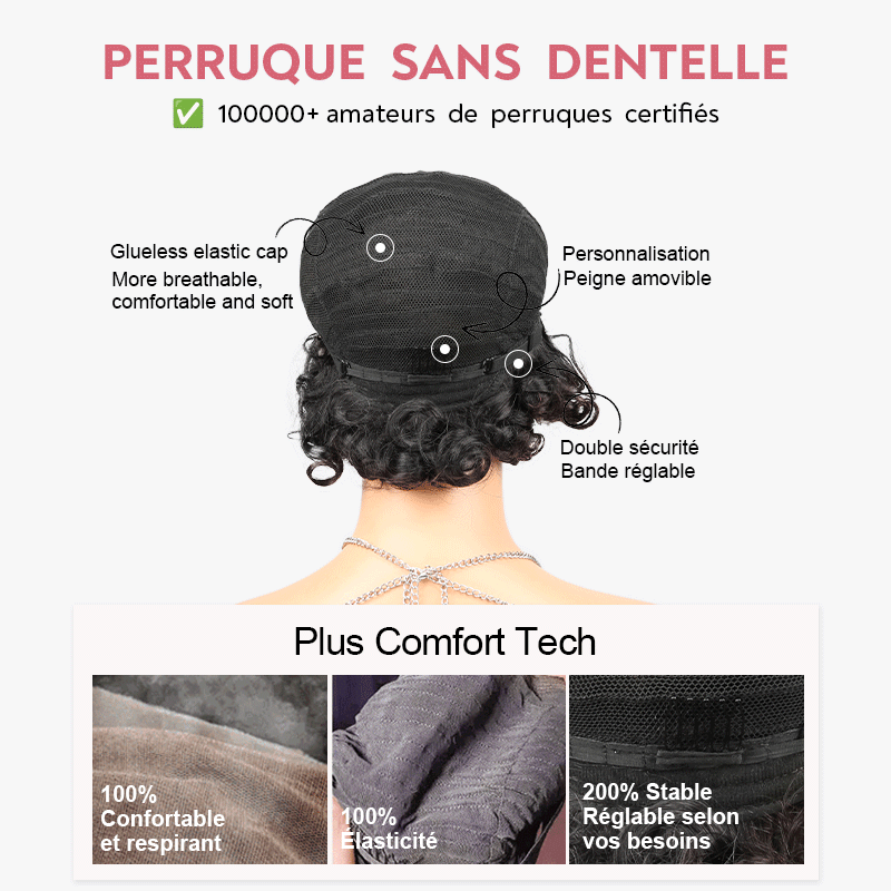 Une Beauté Sans Effort Glueless Couleur #4-27 Mèches Brunes Highlight Pixie Court Lisse Perruque Sans Colle