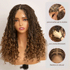 Perruque Tressée Bohème Ombre Brun En Dentelle Intégrale Avec Cheveux Bébé Synthétique 300% Densité