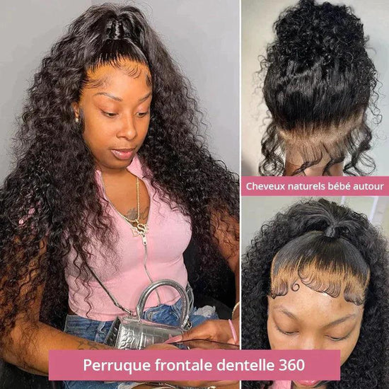 Cheveux Humains Bouclés Pré-épilés Perruque Dentelle 360 Respirante - SHINE HAIR