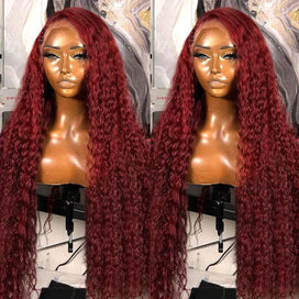 Curly Perruque Couleur 99j Cheveur Humains Perruque Lace Frontale - SHINE HAIR