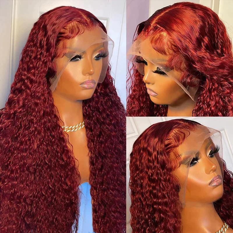 Curly Perruque Couleur 99j Cheveur Humains Perruque Lace Frontale - SHINE HAIR