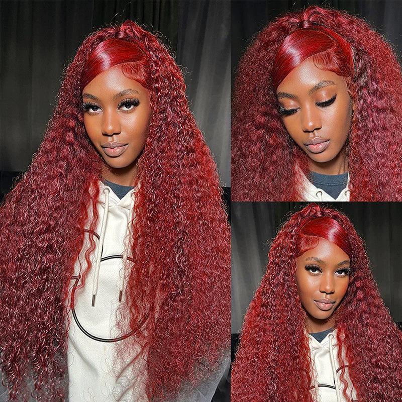 Curly Perruque Couleur 99j Cheveur Humains Perruque Lace Frontale - SHINE HAIR