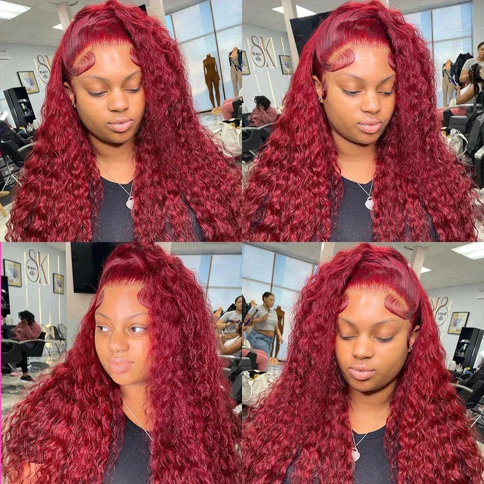 Curly Perruque Couleur 99j Cheveur Humains Perruque Lace Frontale - SHINE HAIR