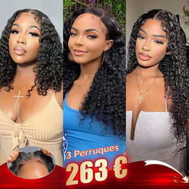 𝐋𝐨𝐭 𝐚𝐯𝐚𝐧𝐭𝐚𝐠𝐞𝐮𝐱 | Offre Différentes Durées Glueless Bouclé 13x4 Perruque Sans Colle Pack En Gros De 3 Perruques