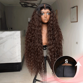 Glueless Rebondissement Bouclé Couleur Ombre Brun 5x5 Perruque Sans Colle 300% Densité