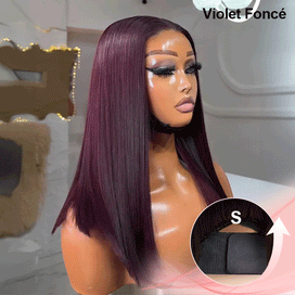 2 𝑭𝑶𝑹 €139🔥 Soyeux Glueless Violet Foncé 5x5 Perruque Sans Colle +2x6 Dentelle Bob Perruque