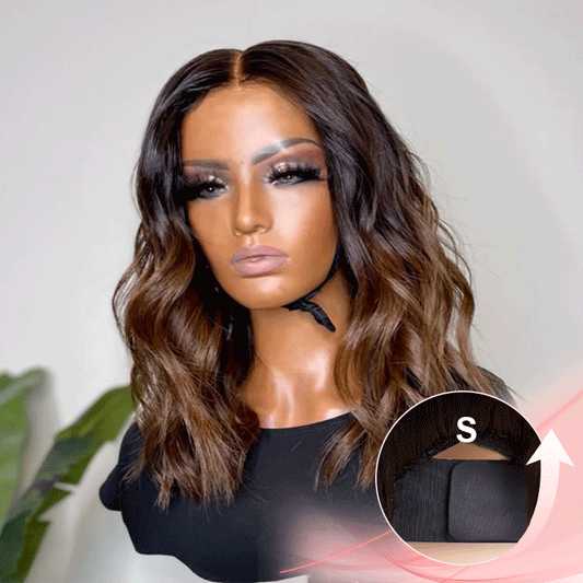 Magnifique Glueless Ombre Brun Bob Wear Go 5x5 Perruque Sans Colle Cheveux Humains Ondulé
