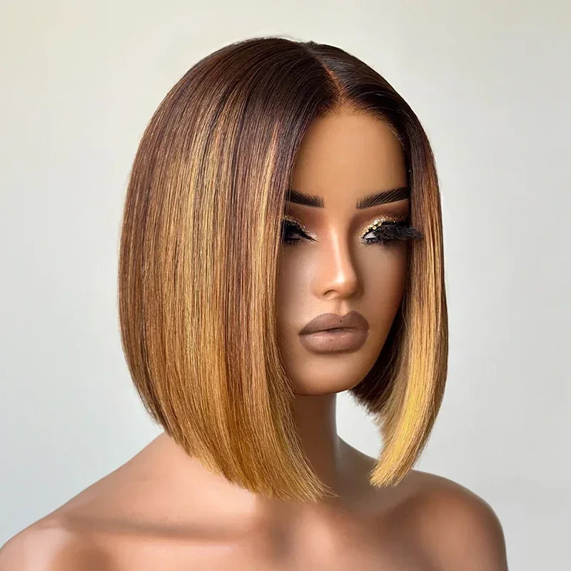 7x5 5X5 Glueless Chocolate Brown Bob Wig Glueless Wear Go Straight