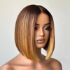 Ultra-doux Glueless Couleur Mèches Blond Miel Ombré Bob Wear Go 4x4 Perruque Sans Colle Lisse