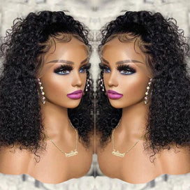 Deep wave Bob Perruque Lace Frontale Perruque cheveux réel 200% Densité - SHINE HAIR