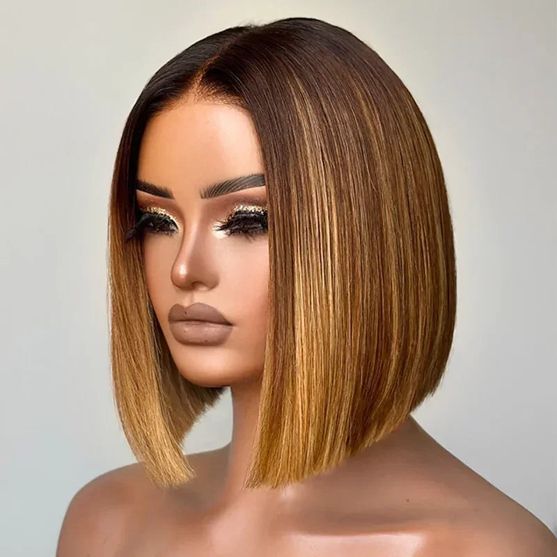 7x5 5X5 Glueless Chocolate Brown Bob Wig Glueless Wear Go Straight