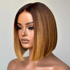 Ultra-doux Glueless Couleur Mèches Blond Miel Ombré Bob Wear Go 4x4 Perruque Sans Colle Lisse