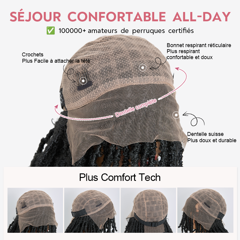 Crochet Dreadlocks Papillon Perruque Synthétiques Bob Tout En Dentelle Femmes Africaines