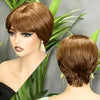 Allure Chic Perruque Pixie Châtain Foncé/99J/Noir/Brun Glueless 100% Cheveux Humains