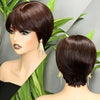 Allure Chic Perruque Pixie Châtain Foncé/99J/Noir/Brun Glueless 100% Cheveux Humains