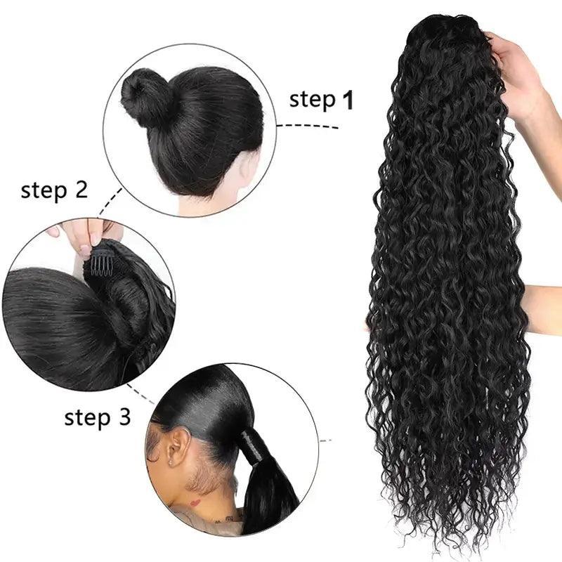 Extension cheveux humains Water Wave Ponytail Queues cheval hautes - SHINE HAIR