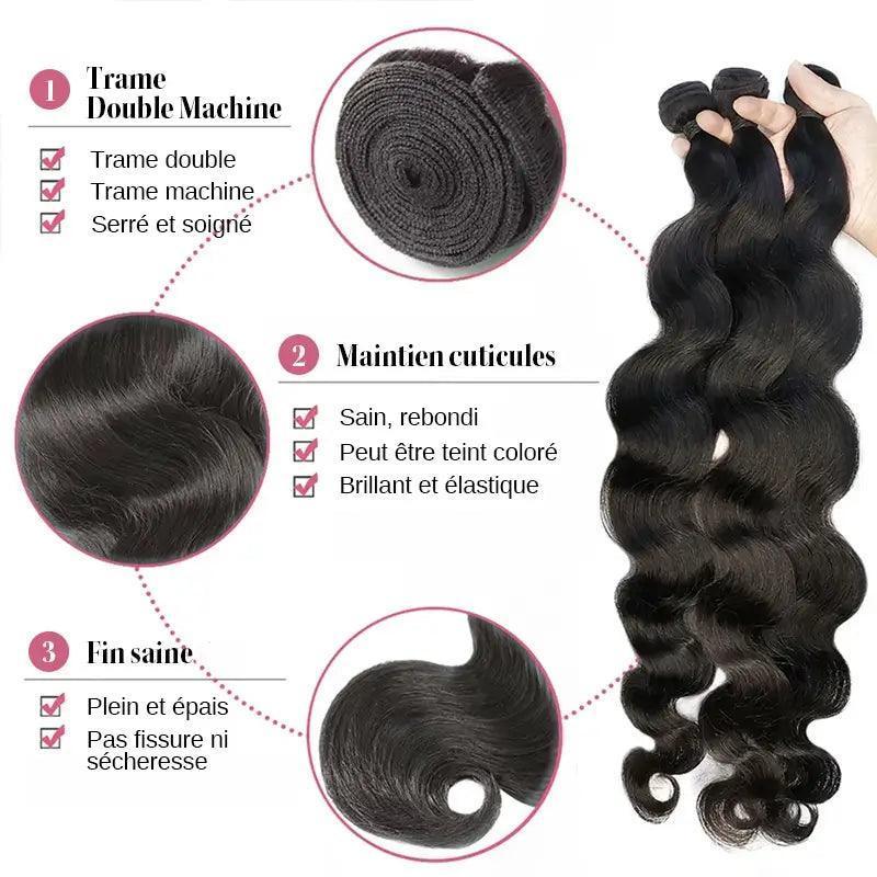 Extensions cheveux humains faisceau onde corporelle - SHINE HAIR