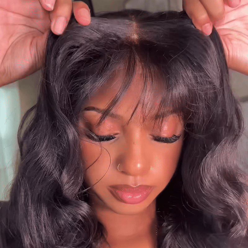 Adapté Aux Débutants Glueless Wear Go 4x4 Perruque Sans Colle Frange Brésilien Body Wave