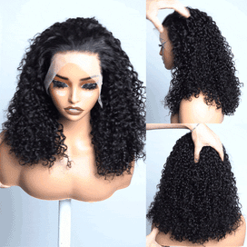 Magnifique Bouclé Prépliés 13×4 Bob Perruque Dentelle Réalistee 300% Densité